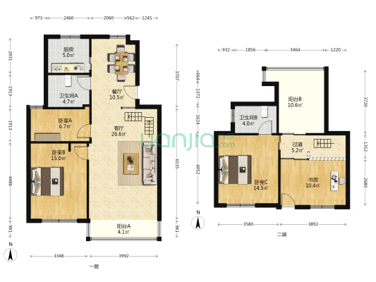 锦江华园 4室2厅2卫 133平方