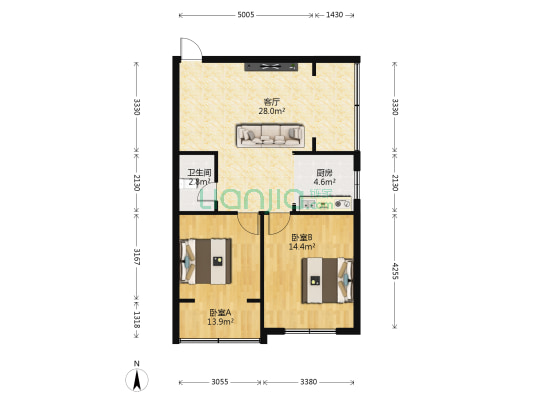 金马寺医药公司宿舍 2室1厅1卫 70平方