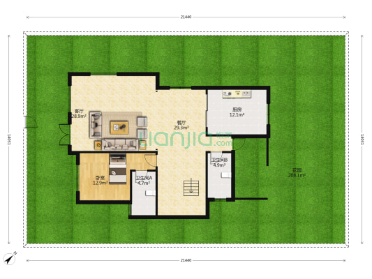 碧桂园山湖城水蓝天 1室2厅2卫 295平方