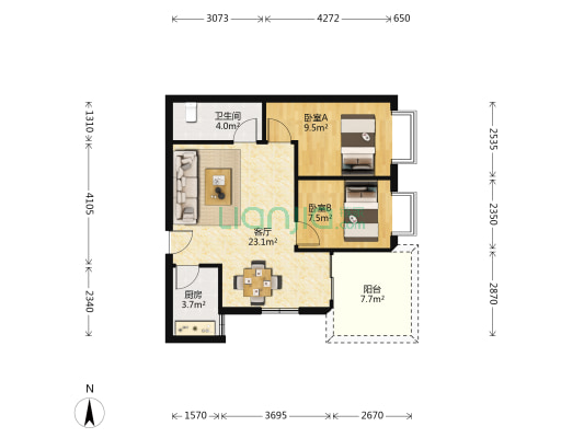 鸿星阁 2室1厅1卫 70平方
