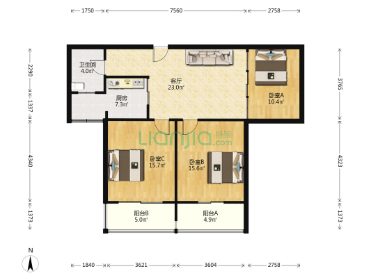 九里苑 3室1厅1卫 101平方
