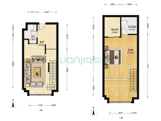新沧商贸公寓 1室1厅2卫 43平方