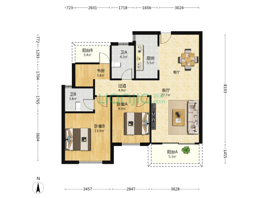 佳兆业天御6期 3室1厅2卫 106平方