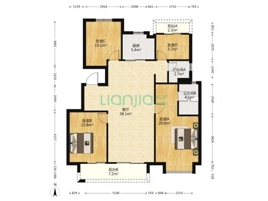 上悦城 4室1厅2卫 133平方