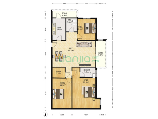碧桂园清月湾东江月 3室1厅2卫 136平方