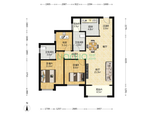 中海·厦门东湾 3室1厅2卫 93平方