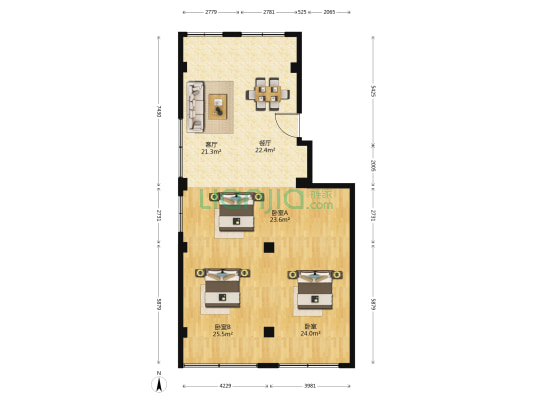 精工小区 3室2厅0卫 165平方