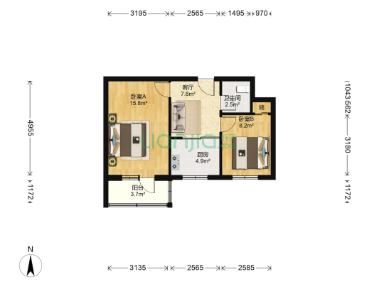 清华园 2室1厅1卫 54平方