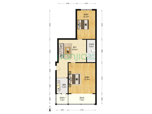 顾乡大街 2室1厅1卫 106平方