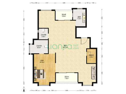 尚海荟 1室1厅2卫 168平方