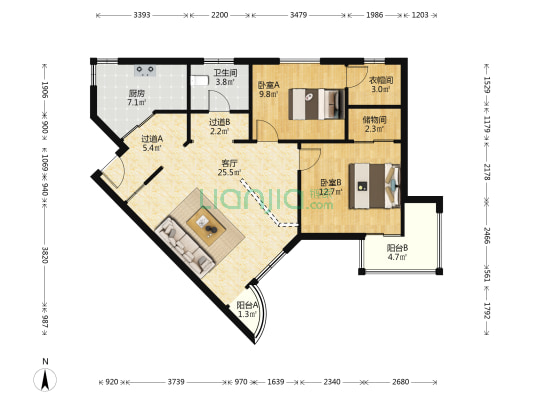 华佳花园 2室1厅1卫 99平方