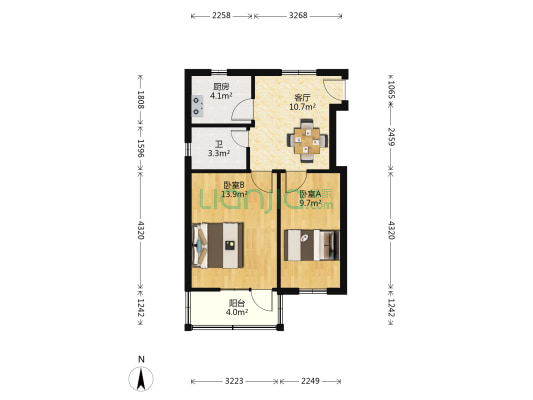菜子场7号 2室1厅1卫 58平方