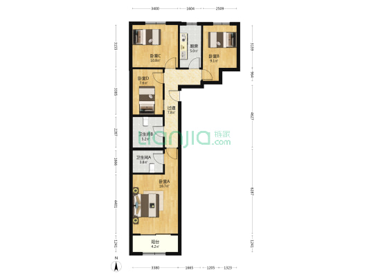 北花园小区1号院 4室0厅2卫 100平方