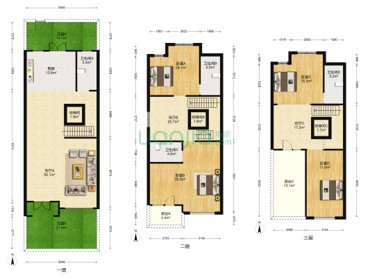巴黎一号 4室3厅4卫 266平方