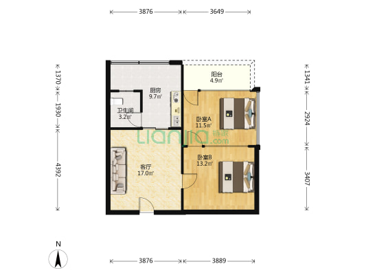 财富天阶 2室1厅1卫 58平方