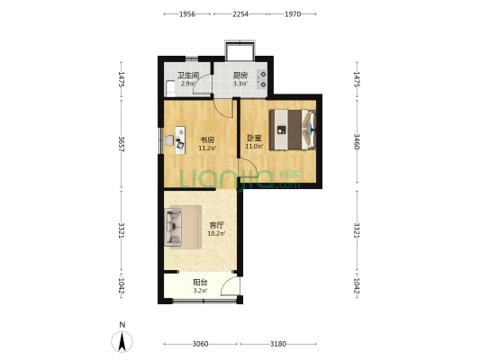 解放大道276号 2室1厅1卫 50平方