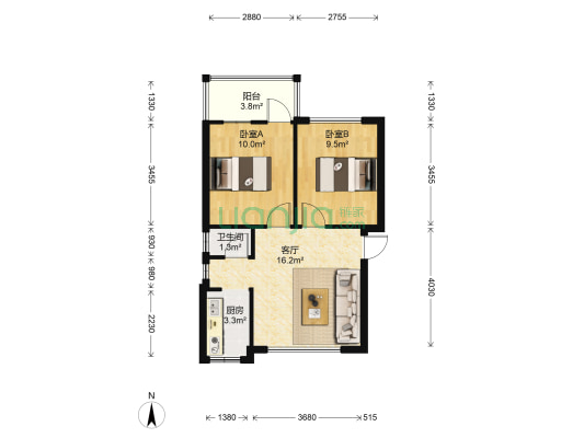 芦笛路南一巷6号 2室1厅1卫 59平方