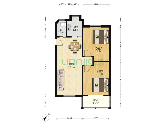 横桥村 2室1厅1卫 69平方