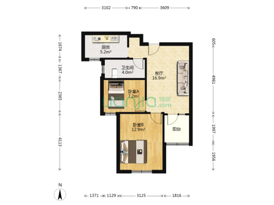 新凯城锦昌苑 2室1厅1卫 67平方