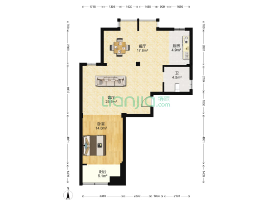 舜大春江花月东区 1室2厅1卫 93平方
