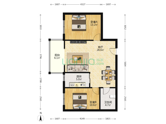 兰州水泵厂家属院（民主西路） 2室1厅1卫 95平方