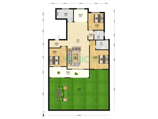 万象二期水岸香榭 3室1厅2卫 145平方