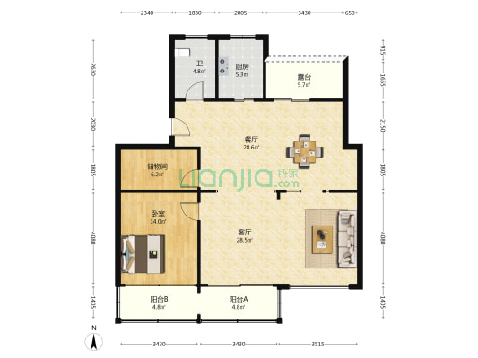 高巷路567号 1室2厅1卫 118平方