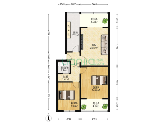 天兴小区 2室1厅1卫 73平方