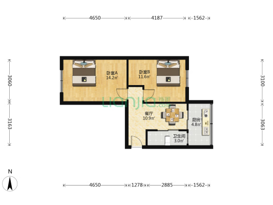 绿山巷 2室1厅1卫 55平方