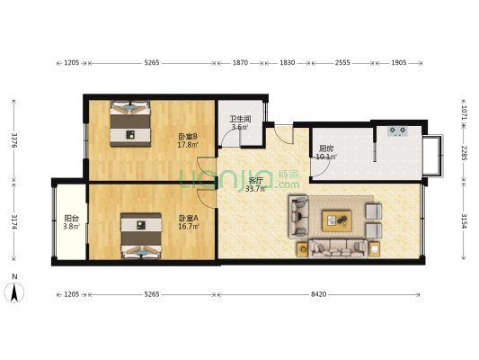 新福路71号院 2室1厅1卫 96平方