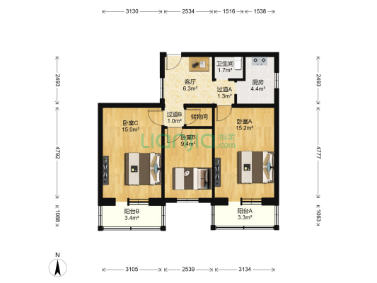 三里河路 3室1厅1卫 81平方