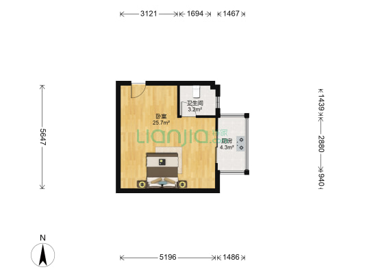 东城小居 1室0厅1卫 48平方