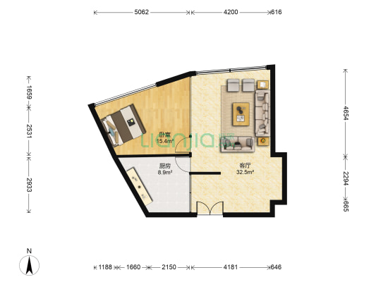 银信大厦 1室1厅0卫 93平方