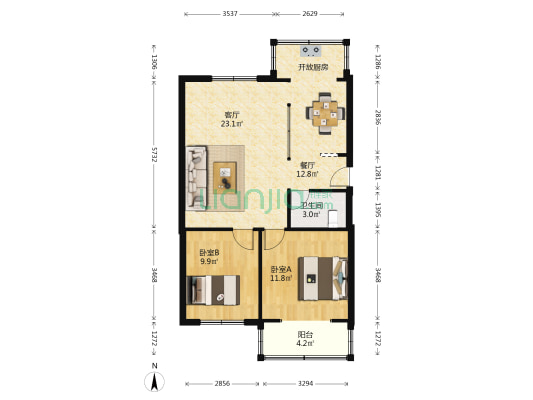 红光街小区 2室2厅1卫 79平方