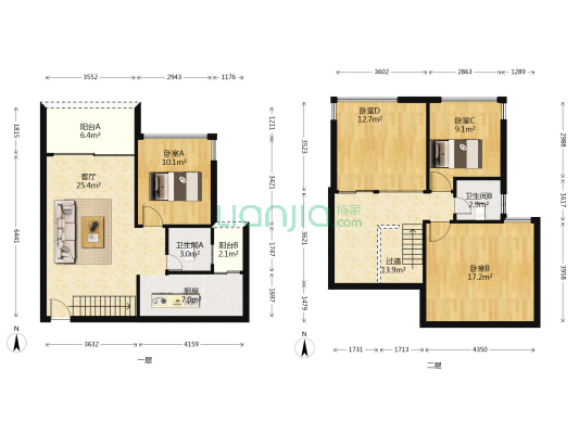 新世纪江畔湾 4室1厅2卫 99平方