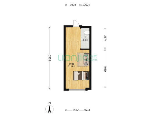 建发央著 1室0厅1卫 38平方