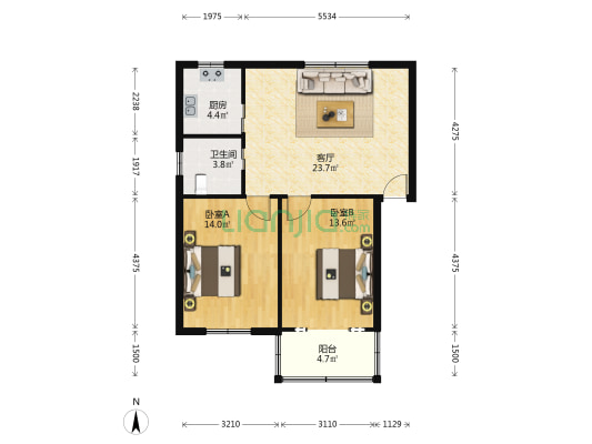 水利新村 2室1厅1卫 77平方