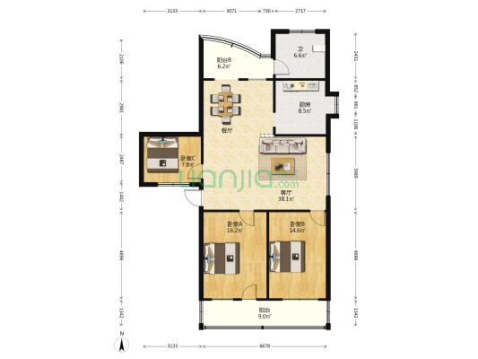 古肆北街10号 3室1厅1卫 122平方