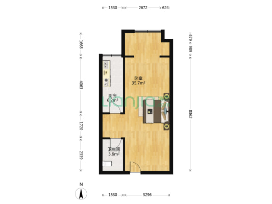 人瑞潇湘国际大厦 1室0厅1卫 55平方