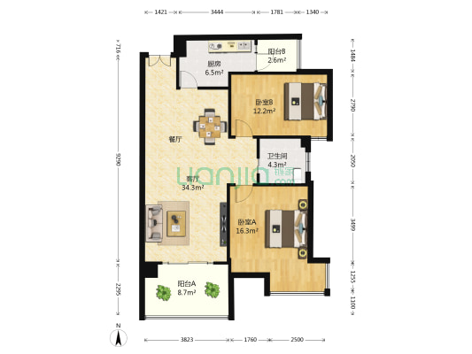 金色雅园金池苑 2室1厅1卫 99平方