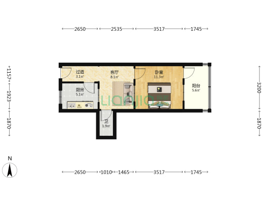 小纬北路13号 1室1厅1卫 40平方