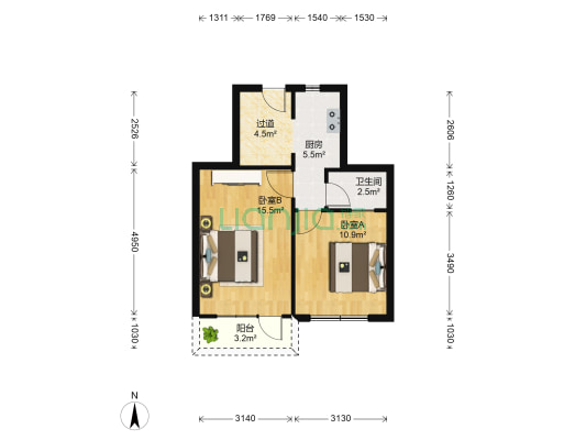 瞿四小区 2室0厅1卫 51平方
