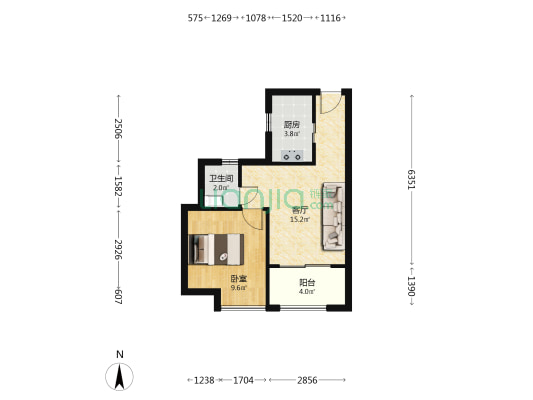 精金花园南区 1室1厅1卫 49平方