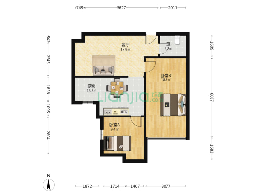 江滨202栋 2室1厅1卫 89平方