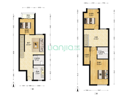 城南未来北苑 3室1厅2卫 90平方