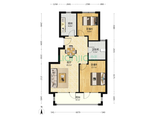 融创阿朵小镇 2室1厅1卫 87平方