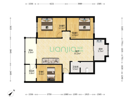 长久一巷19号 3室1厅1卫 98平方