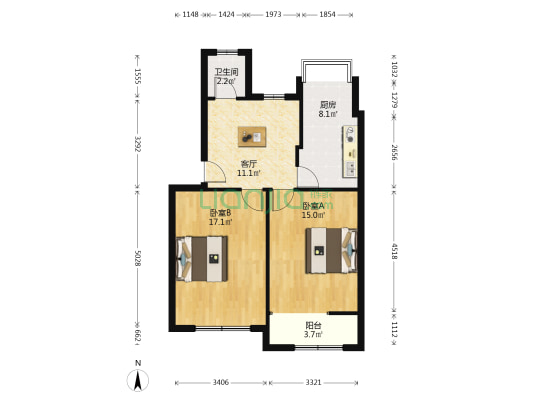 银墩街5号 2室1厅1卫 71平方