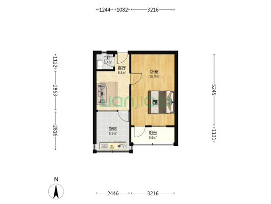 韩森寨25街坊 1室1厅1卫 42平方