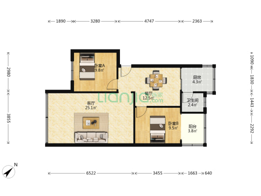 攀枝花大道南段605号 2室2厅1卫 85平方
